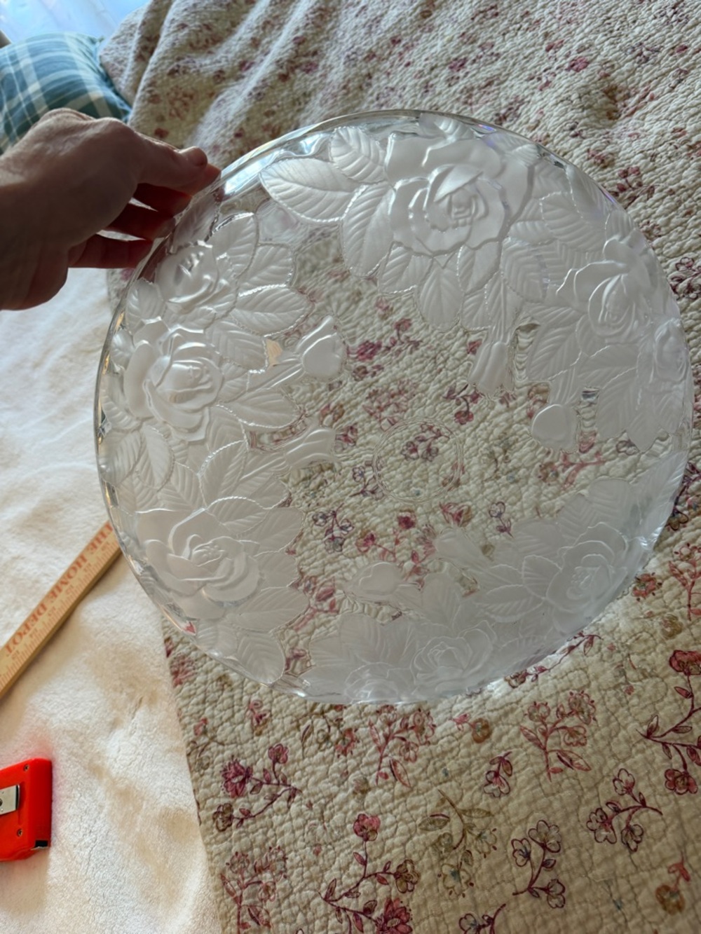 HOME BEAUTIFUL Crystal Floral Platter - Clear